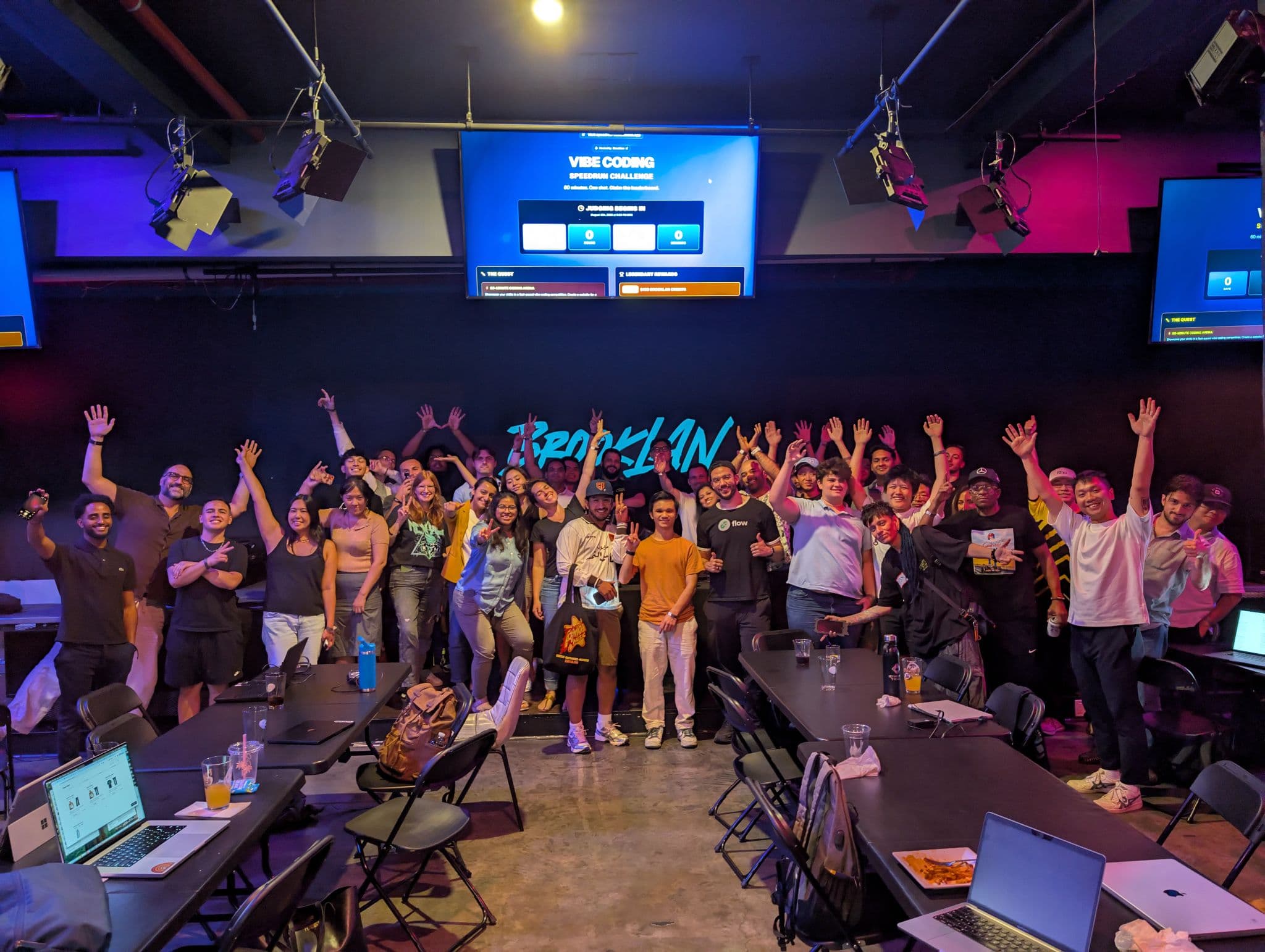 Founders at a Vibe Space vibe coding speedrun in Brooklyn